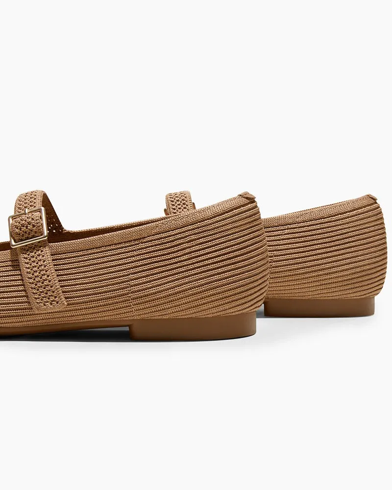 Eco-friendly Square Toe Mary Jane Flats(GreenStride)