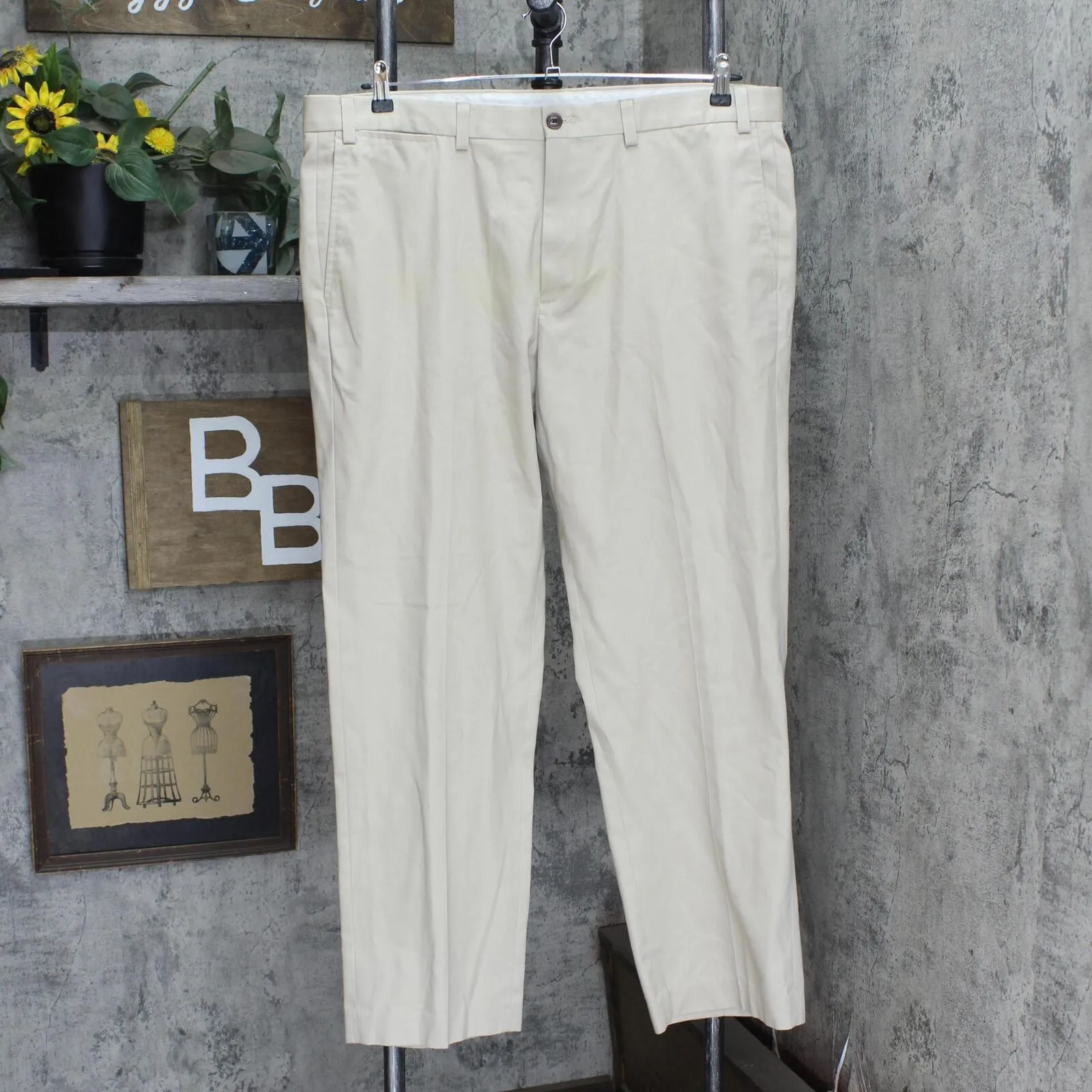 Eddie Bauer Mens Flat Front Dress Suit Pants 166a7640139dd5 Khaki Brown 40x30