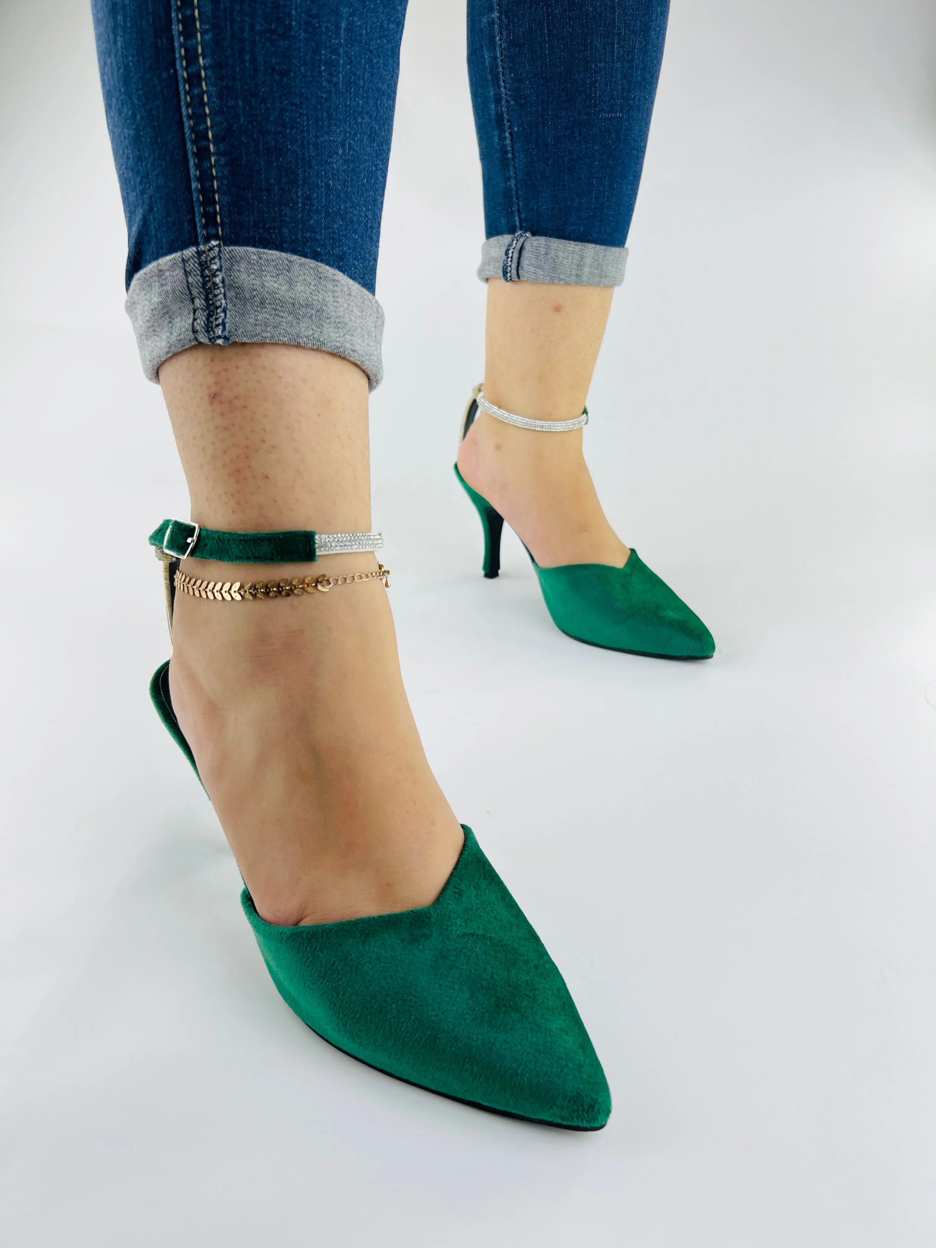 Eden Pointed Toe Ankle Strap Stilettos High Heels-11082