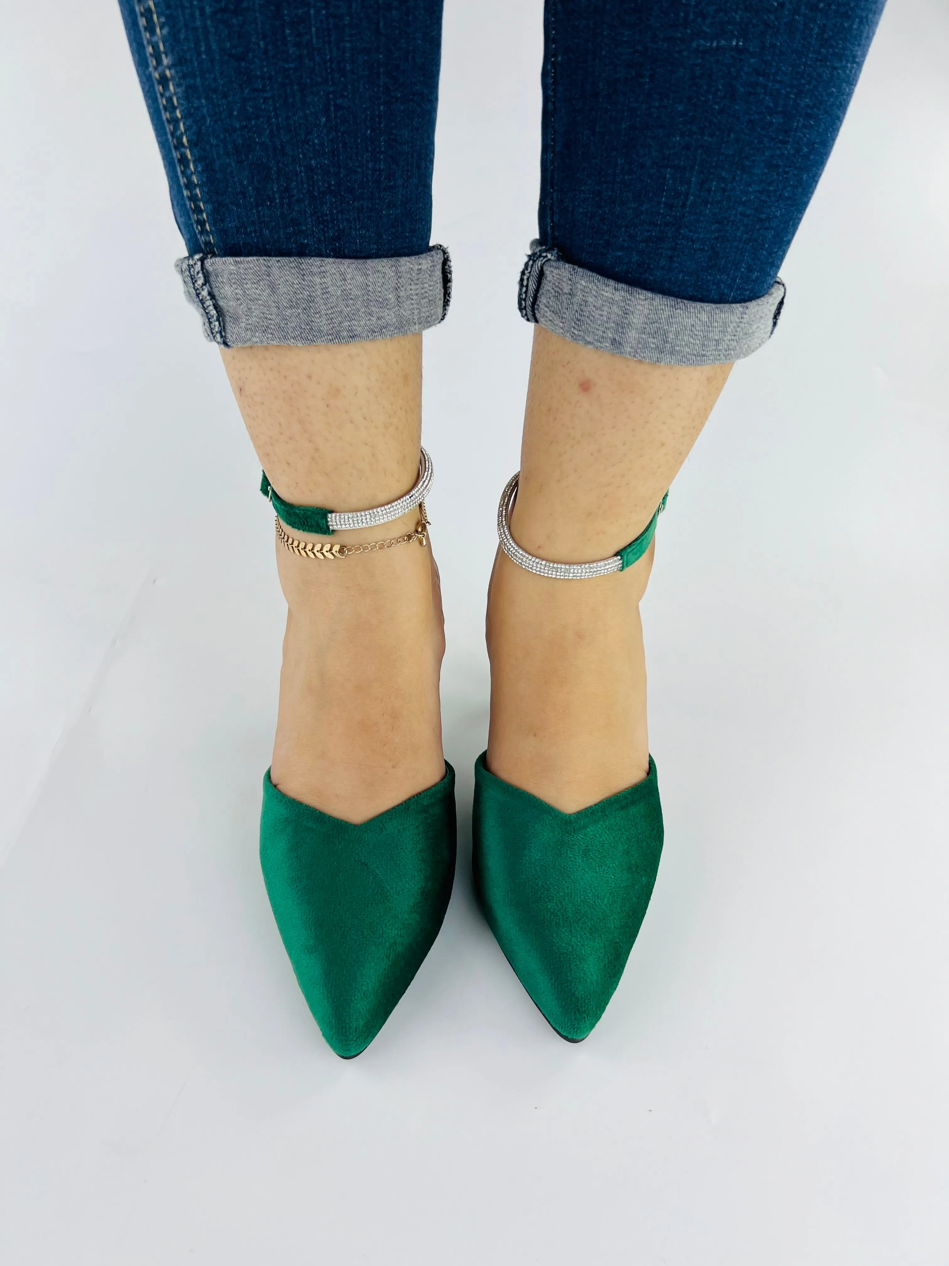 Eden Pointed Toe Ankle Strap Stilettos High Heels-11082
