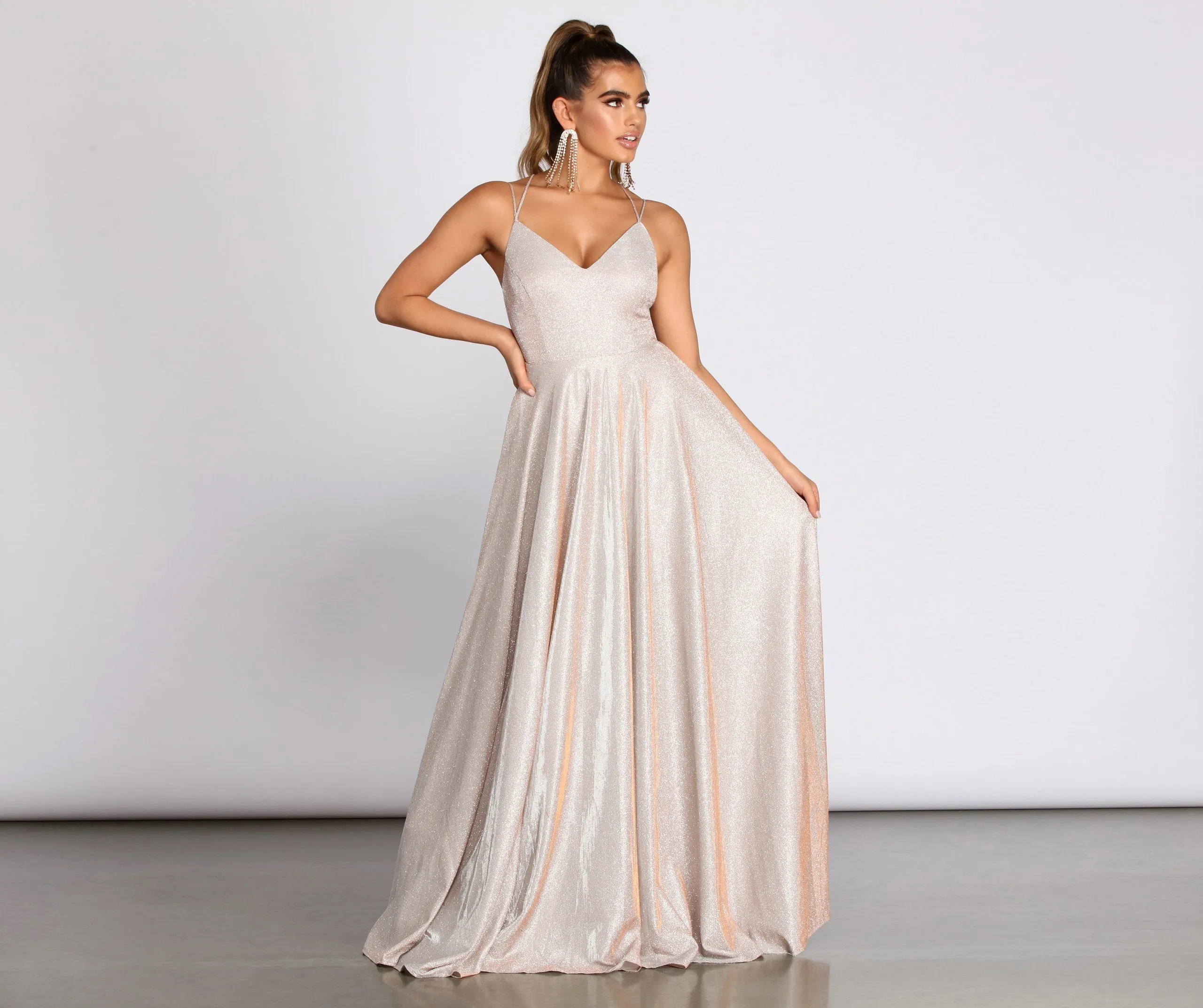 Elana Glitter Stylish A-Line Dress