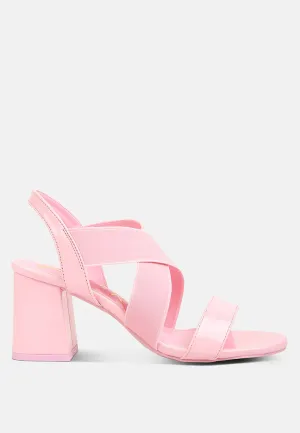 Elastic Straps Block Heel Sandals By Ruw