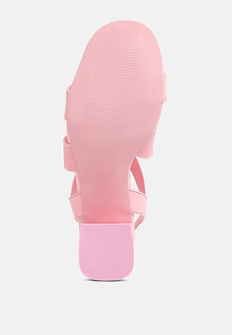 Elastic Straps Block Heel Sandals By Ruw