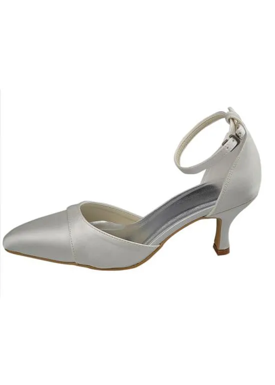 Elegant Satin Upper Closed Toe Stiletto Heels Bridal Shoes