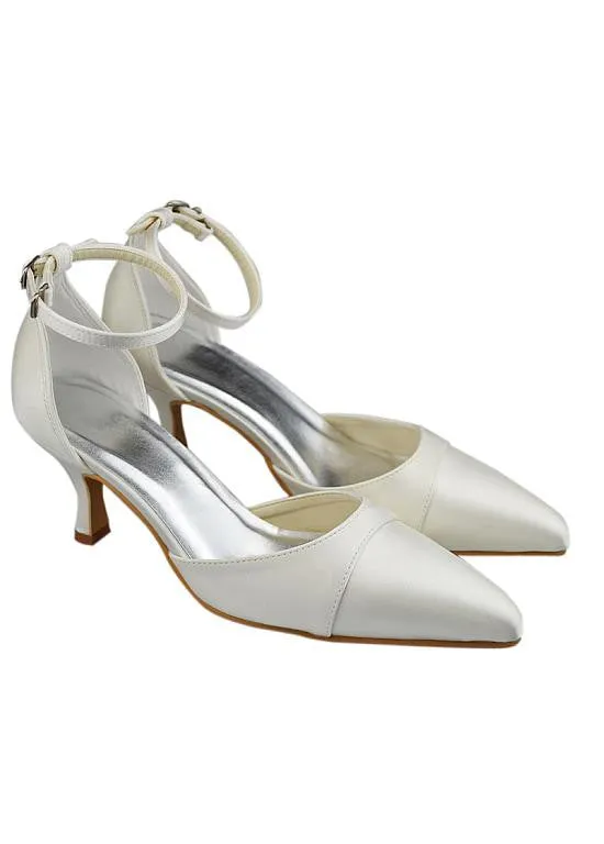 Elegant Satin Upper Closed Toe Stiletto Heels Bridal Shoes