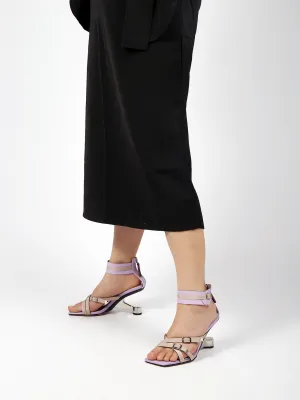 Elevator Heel Ankle Strap Sandal Lilac