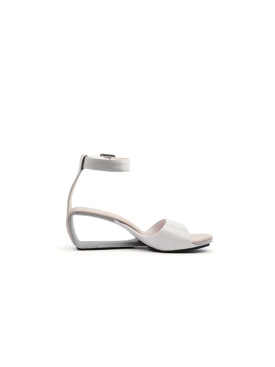 Elevator Heel Genuine Leather Ivory Ankle Strap