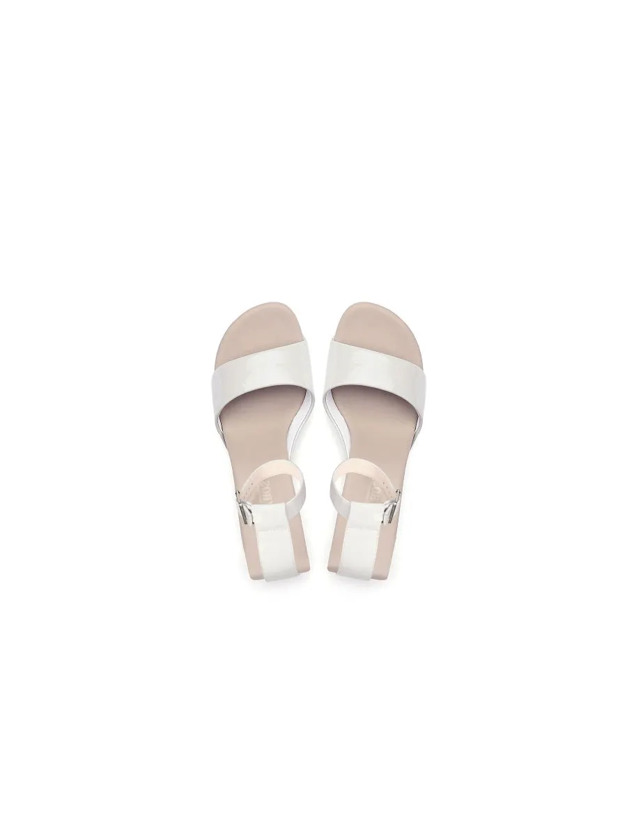 Elevator Heel Genuine Leather Ivory Ankle Strap