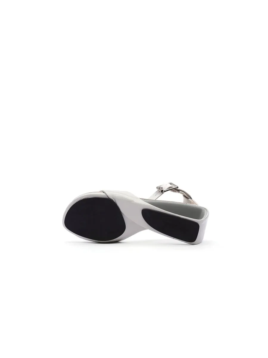 Elevator Heel Genuine Leather Ivory Ankle Strap