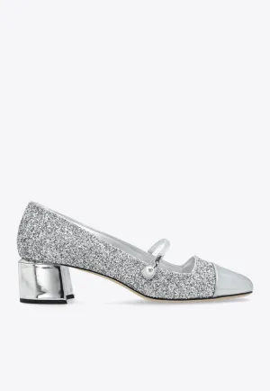 Elisa 45 Glittered Leather Pumps