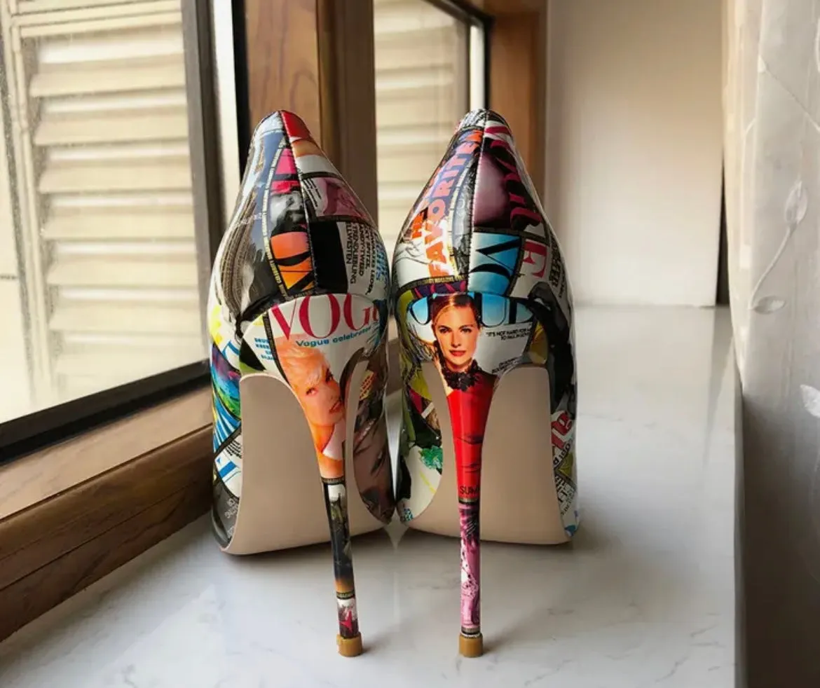 Emily Magazine Print Heels