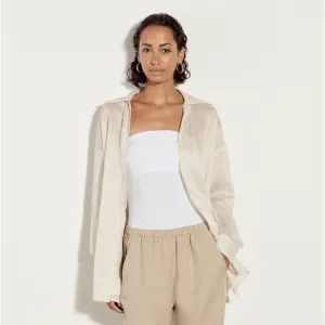 Enza Costa - Women - Khaki Stripe Striped Silk Blend Shirt