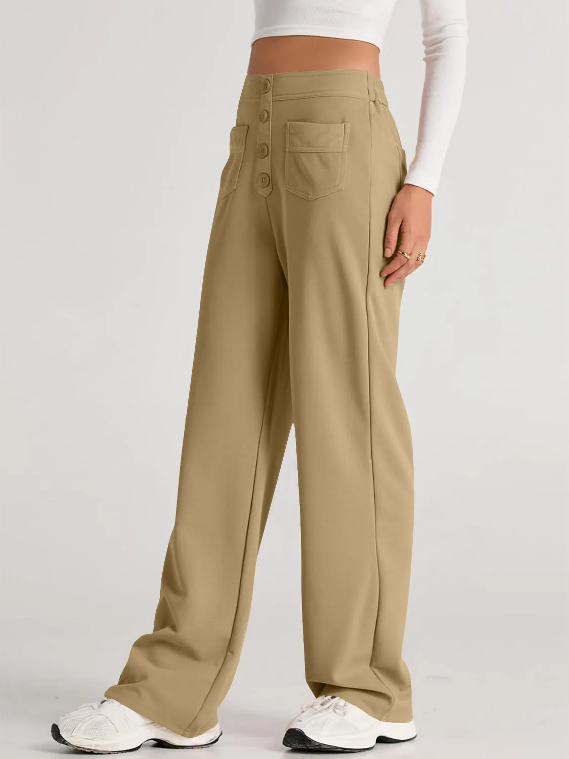 Errand Mom Wide Leg Pants- 8 Colors ( Black, Grey, White, Camel, Khaki, Caramel, Army Green, Gum Leaf)