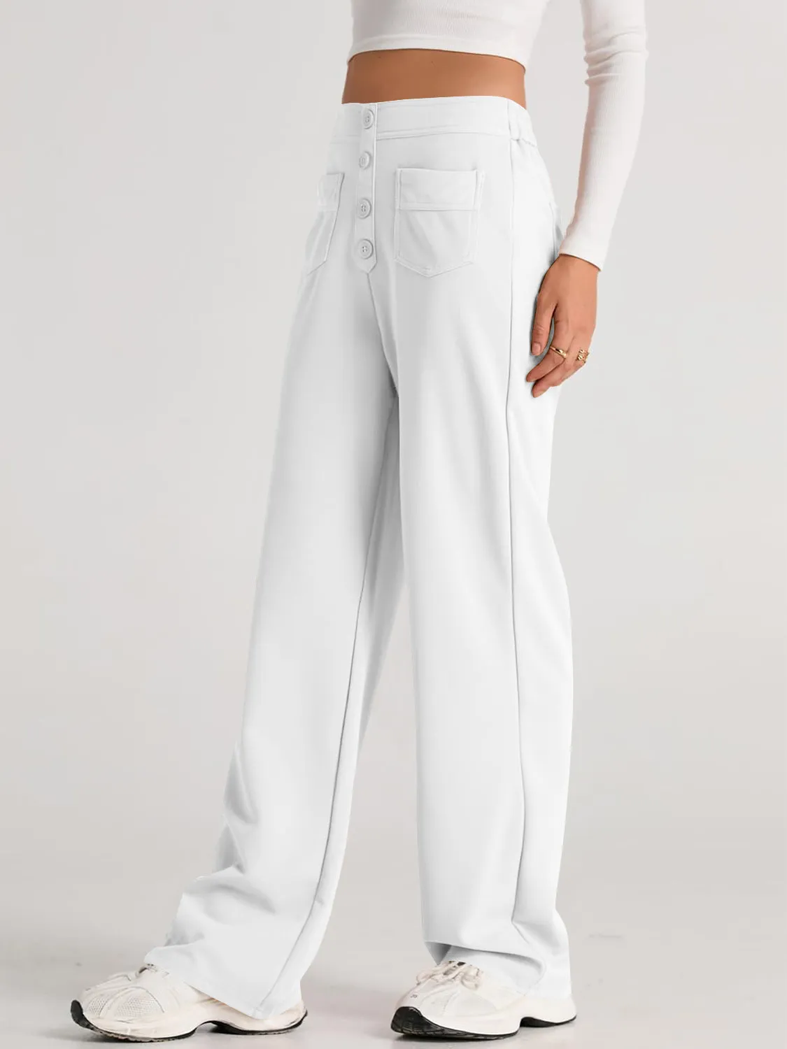 Errand Mom Wide Leg Pants- 8 Colors ( Black, Grey, White, Camel, Khaki, Caramel, Army Green, Gum Leaf)