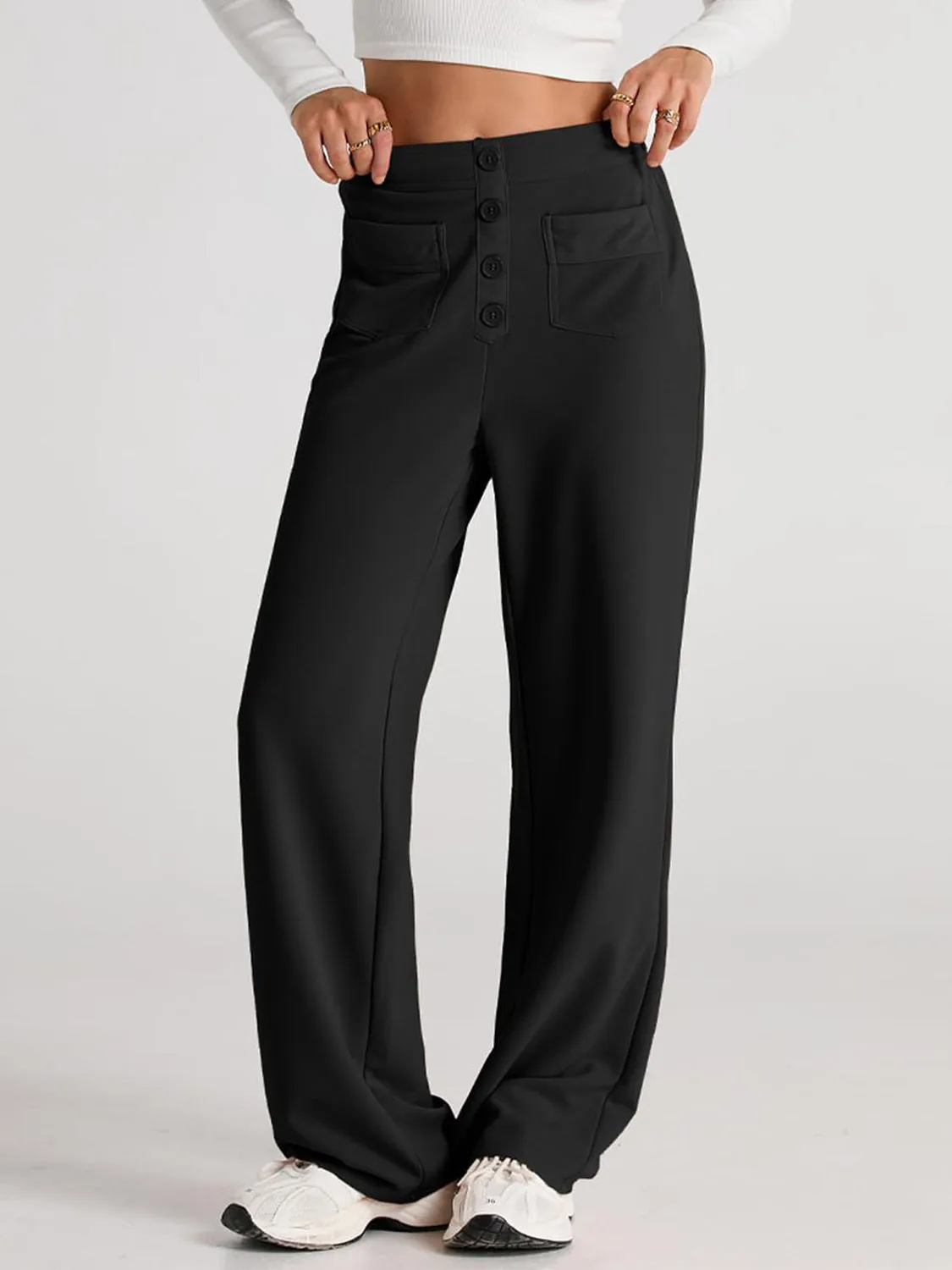 Errand Mom Wide Leg Pants- 8 Colors ( Black, Grey, White, Camel, Khaki, Caramel, Army Green, Gum Leaf)
