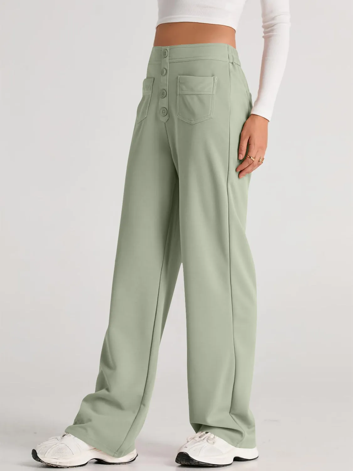 Errand Mom Wide Leg Pants- 8 Colors ( Black, Grey, White, Camel, Khaki, Caramel, Army Green, Gum Leaf)
