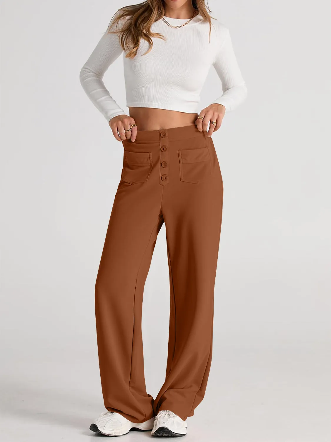 Errand Mom Wide Leg Pants- 8 Colors ( Black, Grey, White, Camel, Khaki, Caramel, Army Green, Gum Leaf)