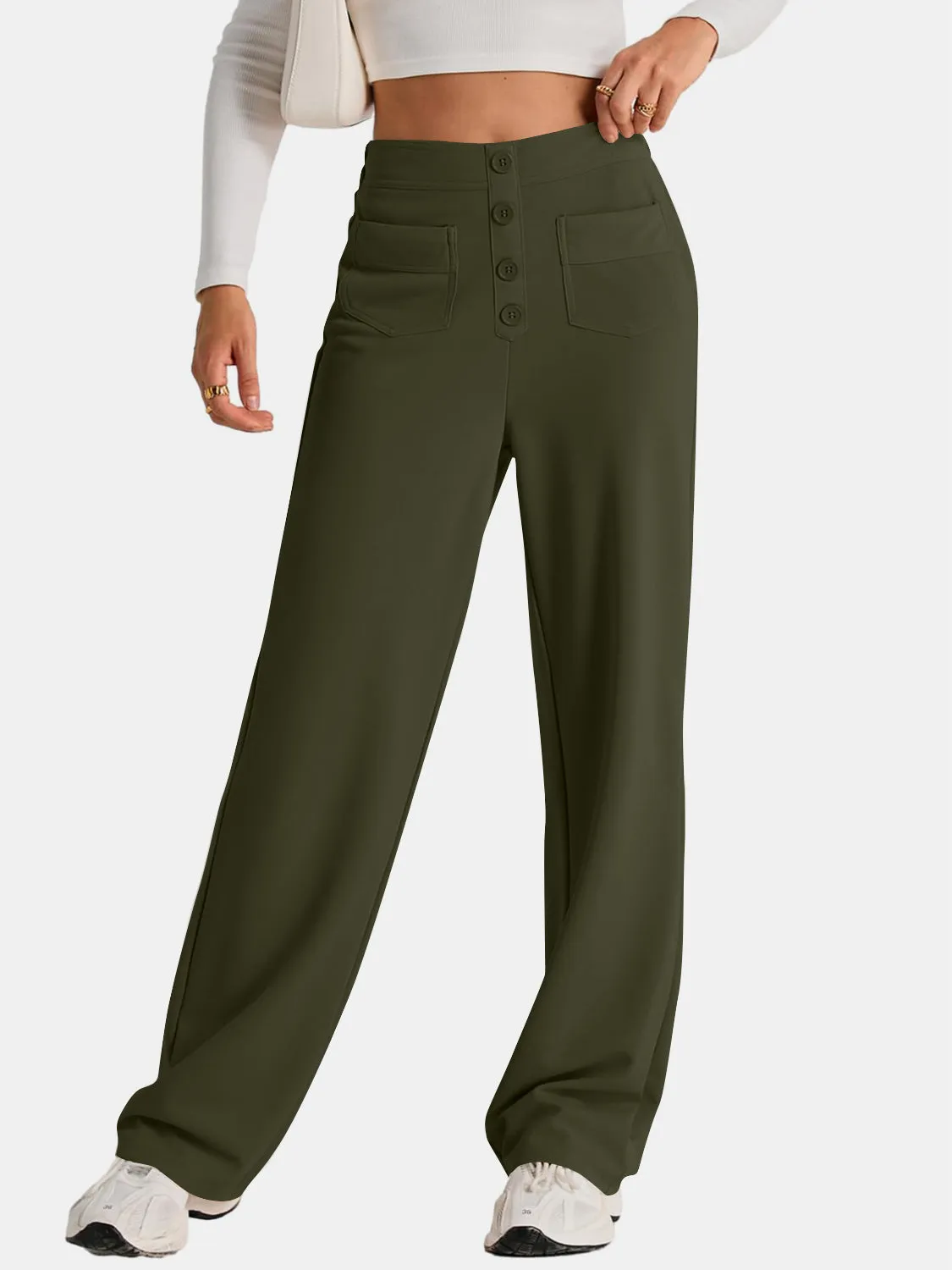 Errand Mom Wide Leg Pants- 8 Colors ( Black, Grey, White, Camel, Khaki, Caramel, Army Green, Gum Leaf)
