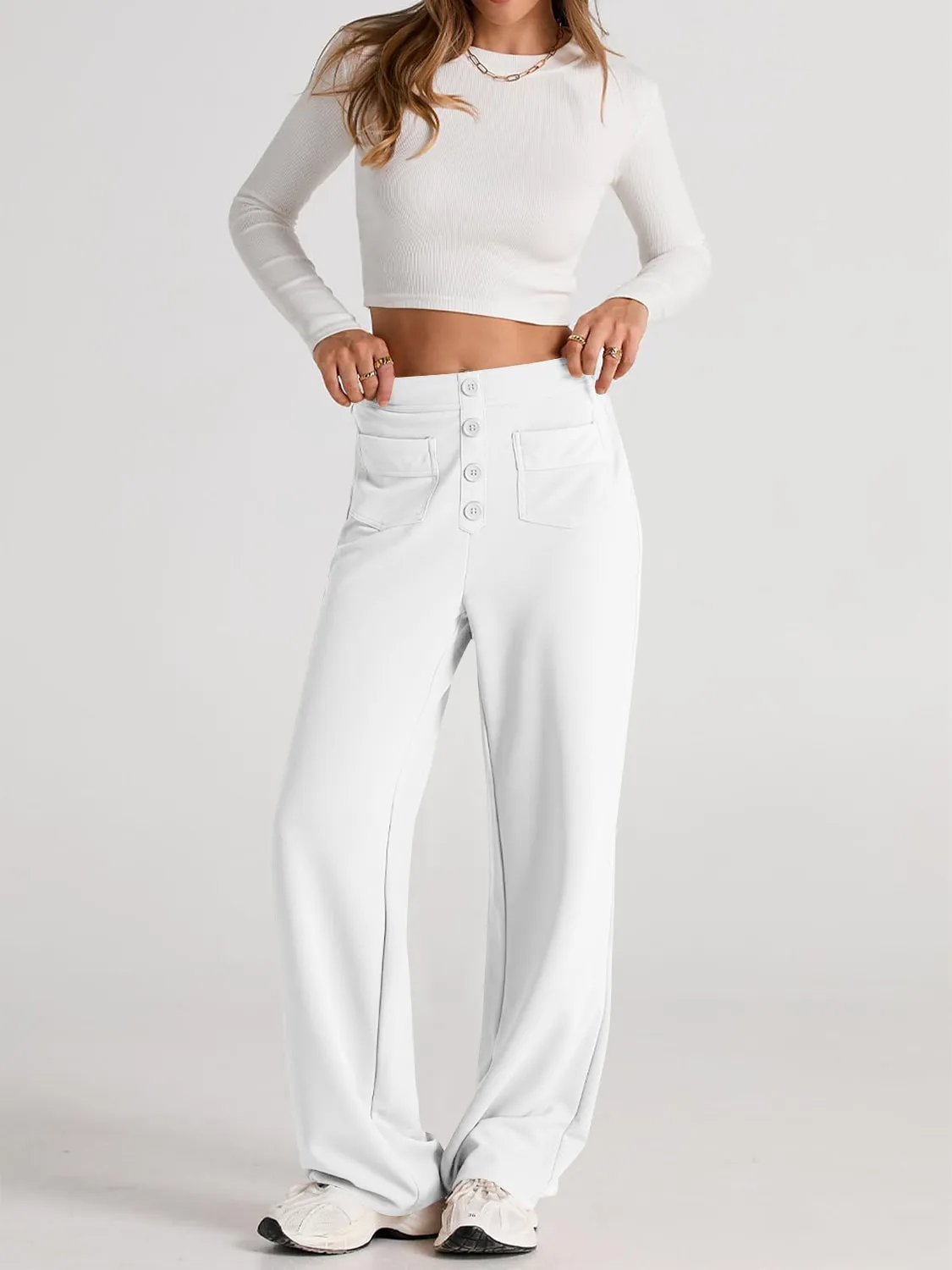 Errand Mom Wide Leg Pants- 8 Colors ( Black, Grey, White, Camel, Khaki, Caramel, Army Green, Gum Leaf)