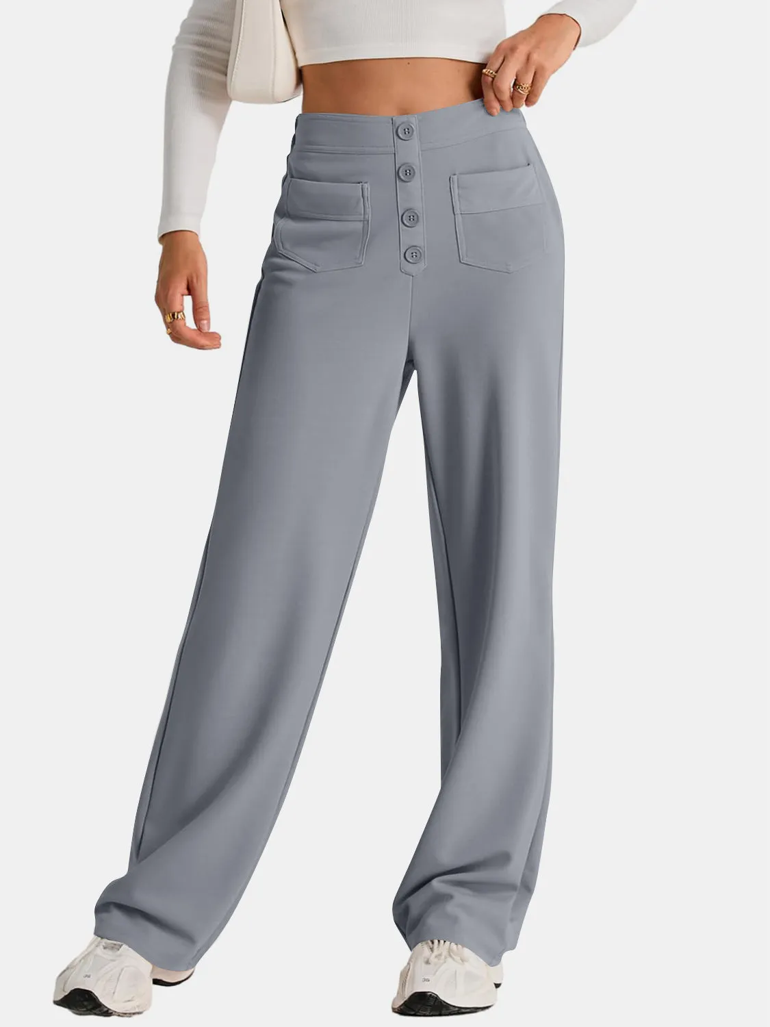 Errand Mom Wide Leg Pants- 8 Colors ( Black, Grey, White, Camel, Khaki, Caramel, Army Green, Gum Leaf)