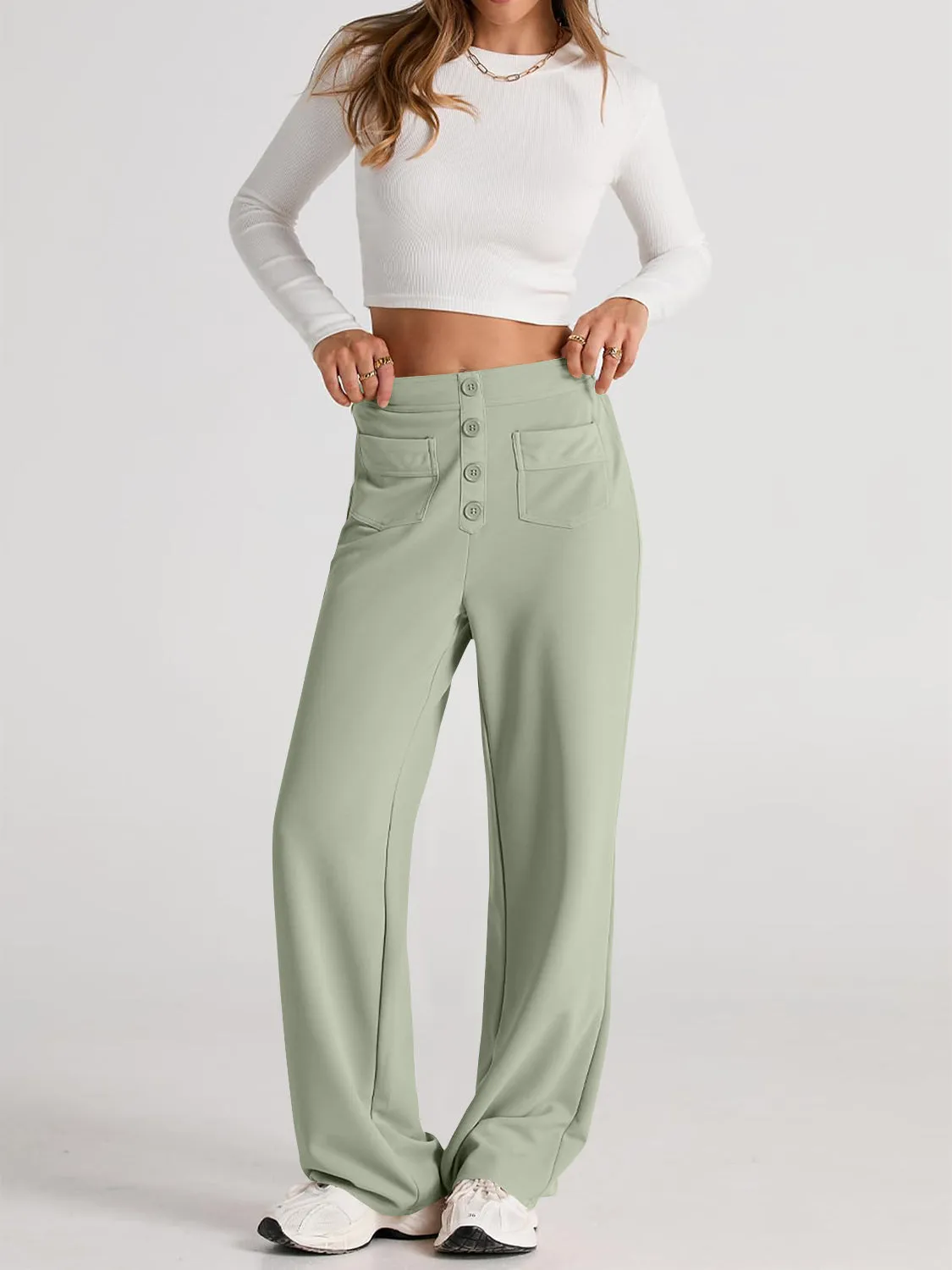 Errand Mom Wide Leg Pants- 8 Colors ( Black, Grey, White, Camel, Khaki, Caramel, Army Green, Gum Leaf)