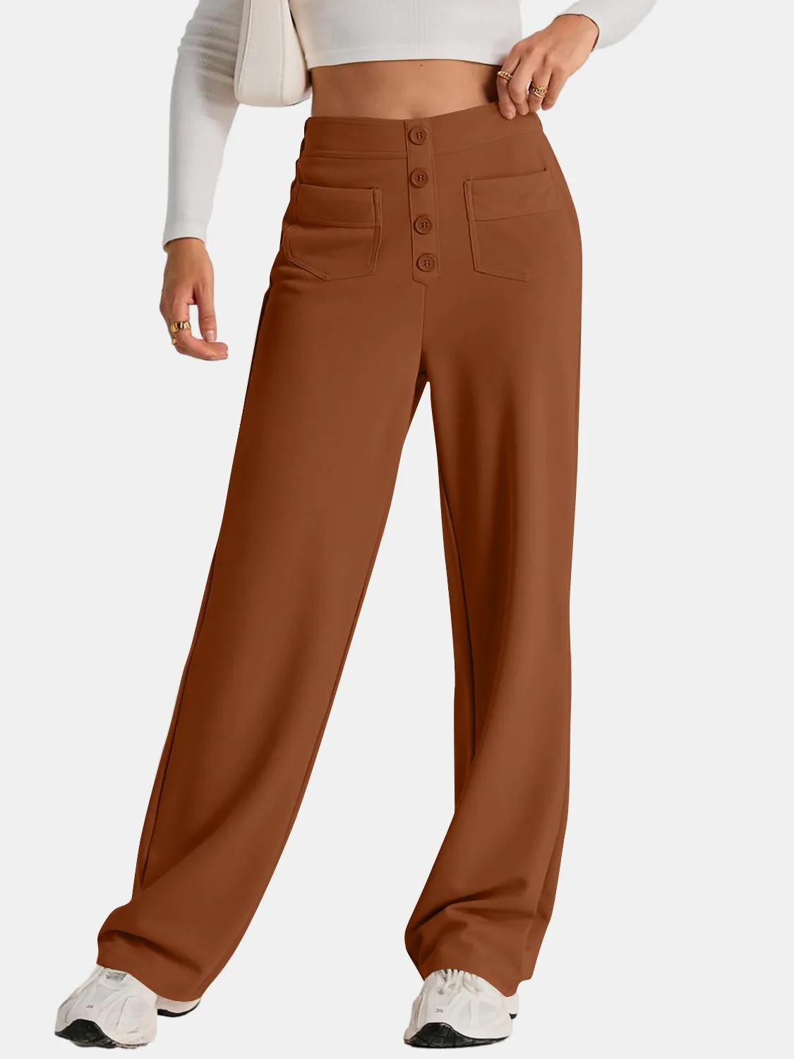 Errand Mom Wide Leg Pants- 8 Colors ( Black, Grey, White, Camel, Khaki, Caramel, Army Green, Gum Leaf)