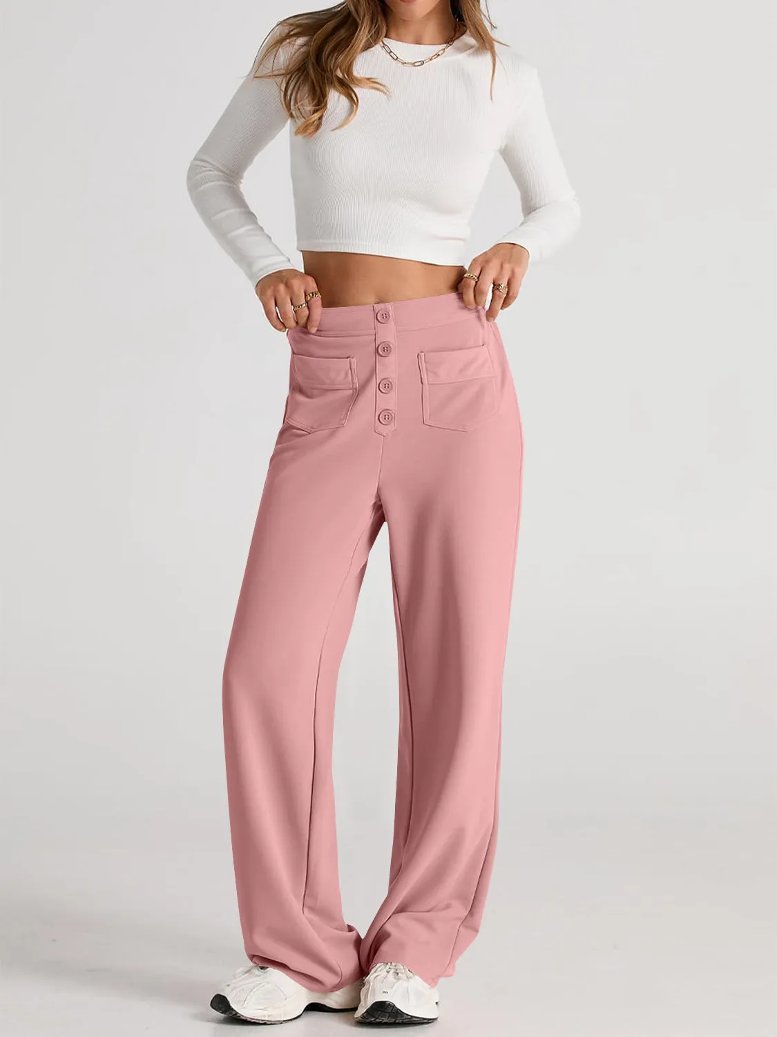 Errand Mom Wide Leg Pants- 8 Colors ( Black, Grey, White, Camel, Khaki, Caramel, Army Green, Gum Leaf)