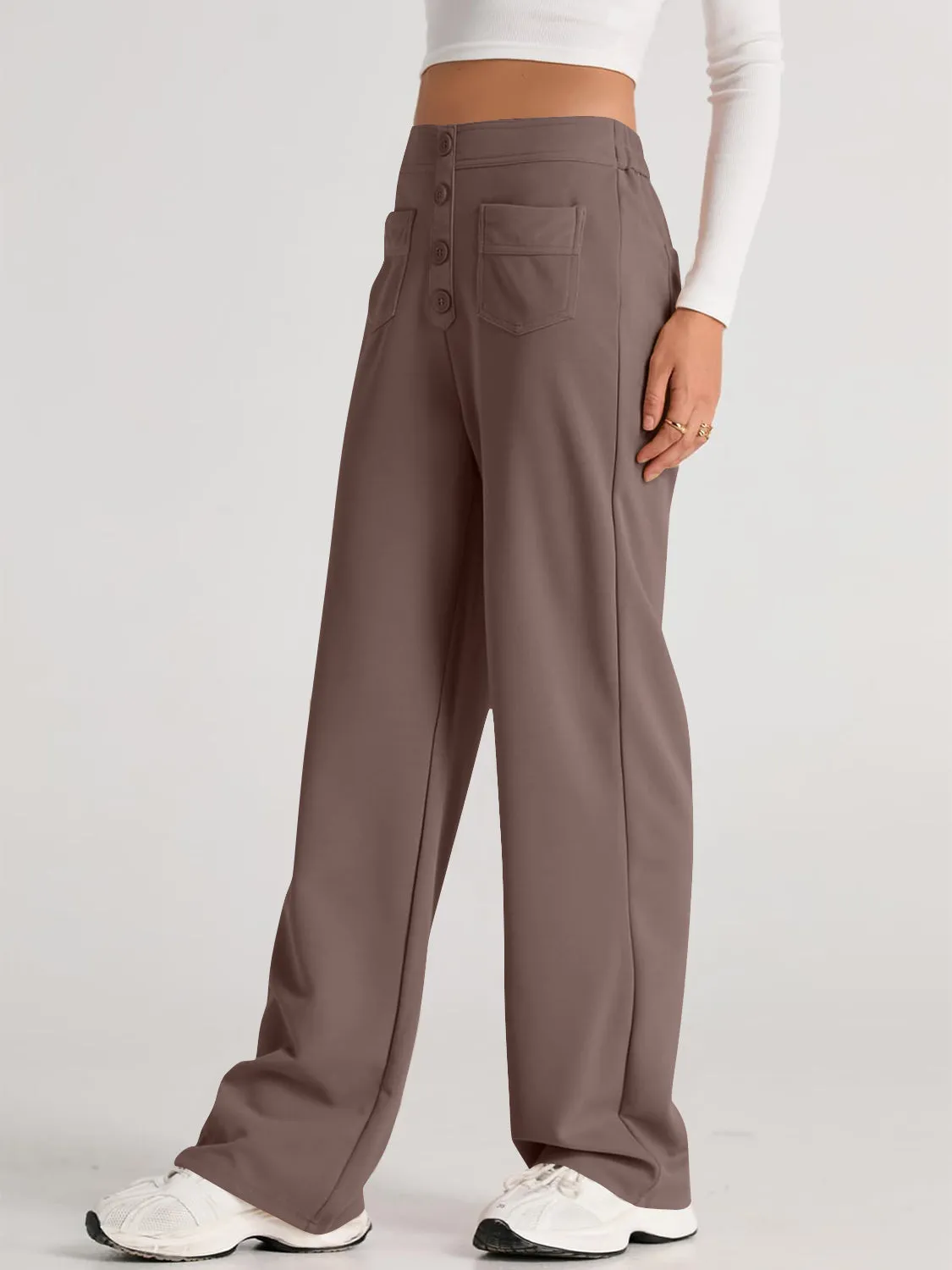 Errand Mom Wide Leg Pants- 8 Colors ( Black, Grey, White, Camel, Khaki, Caramel, Army Green, Gum Leaf)