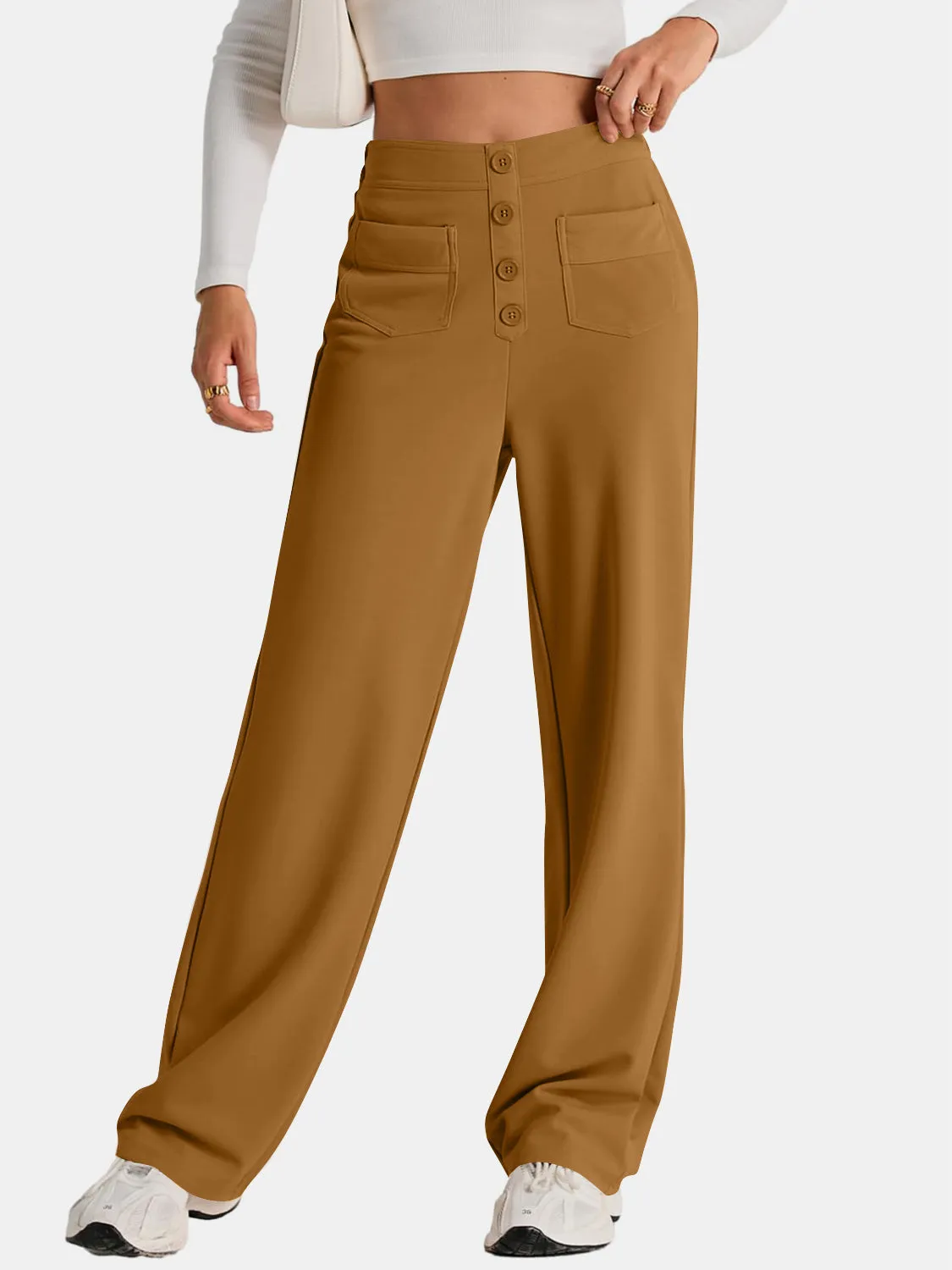 Errand Mom Wide Leg Pants- 8 Colors ( Black, Grey, White, Camel, Khaki, Caramel, Army Green, Gum Leaf)