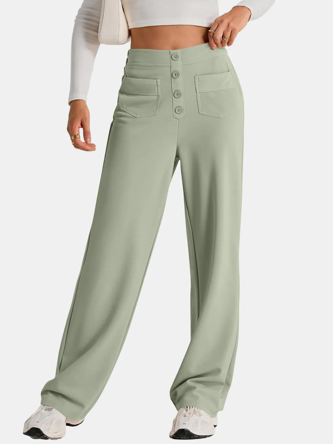 Errand Mom Wide Leg Pants- 8 Colors ( Black, Grey, White, Camel, Khaki, Caramel, Army Green, Gum Leaf)