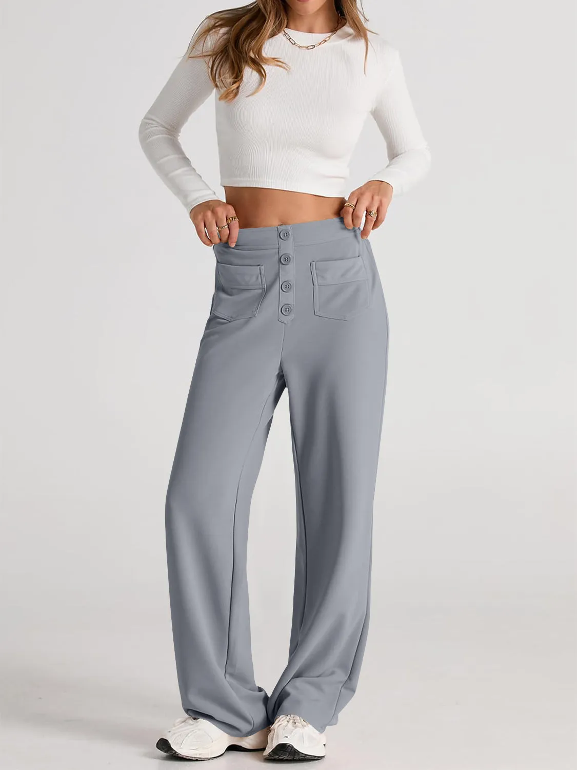 Errand Mom Wide Leg Pants- 8 Colors ( Black, Grey, White, Camel, Khaki, Caramel, Army Green, Gum Leaf)