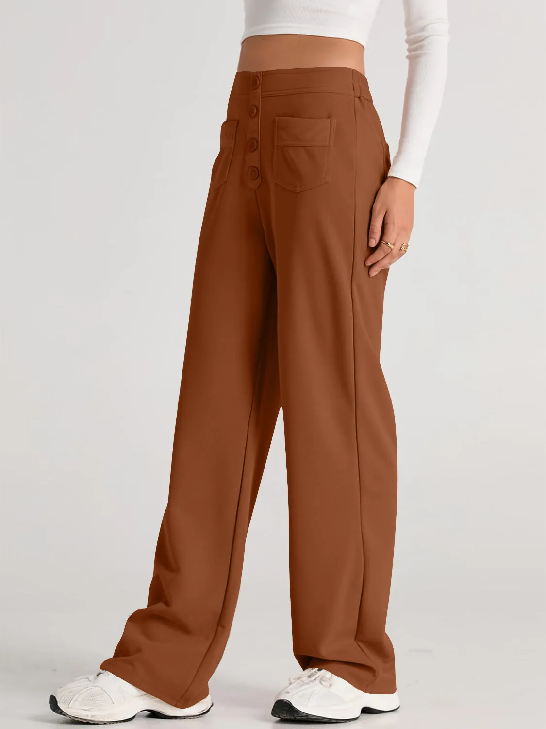 Errand Mom Wide Leg Pants- 8 Colors ( Black, Grey, White, Camel, Khaki, Caramel, Army Green, Gum Leaf)