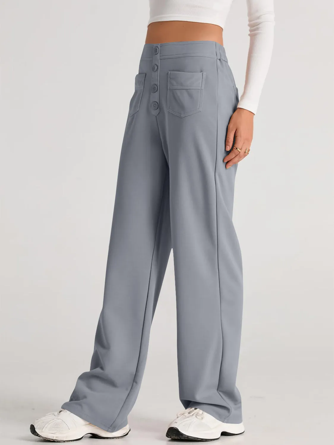 Errand Mom Wide Leg Pants- 8 Colors ( Black, Grey, White, Camel, Khaki, Caramel, Army Green, Gum Leaf)