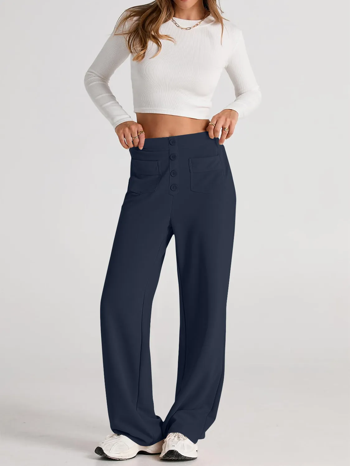 Errand Mom Wide Leg Pants- 8 Colors ( Black, Grey, White, Camel, Khaki, Caramel, Army Green, Gum Leaf)
