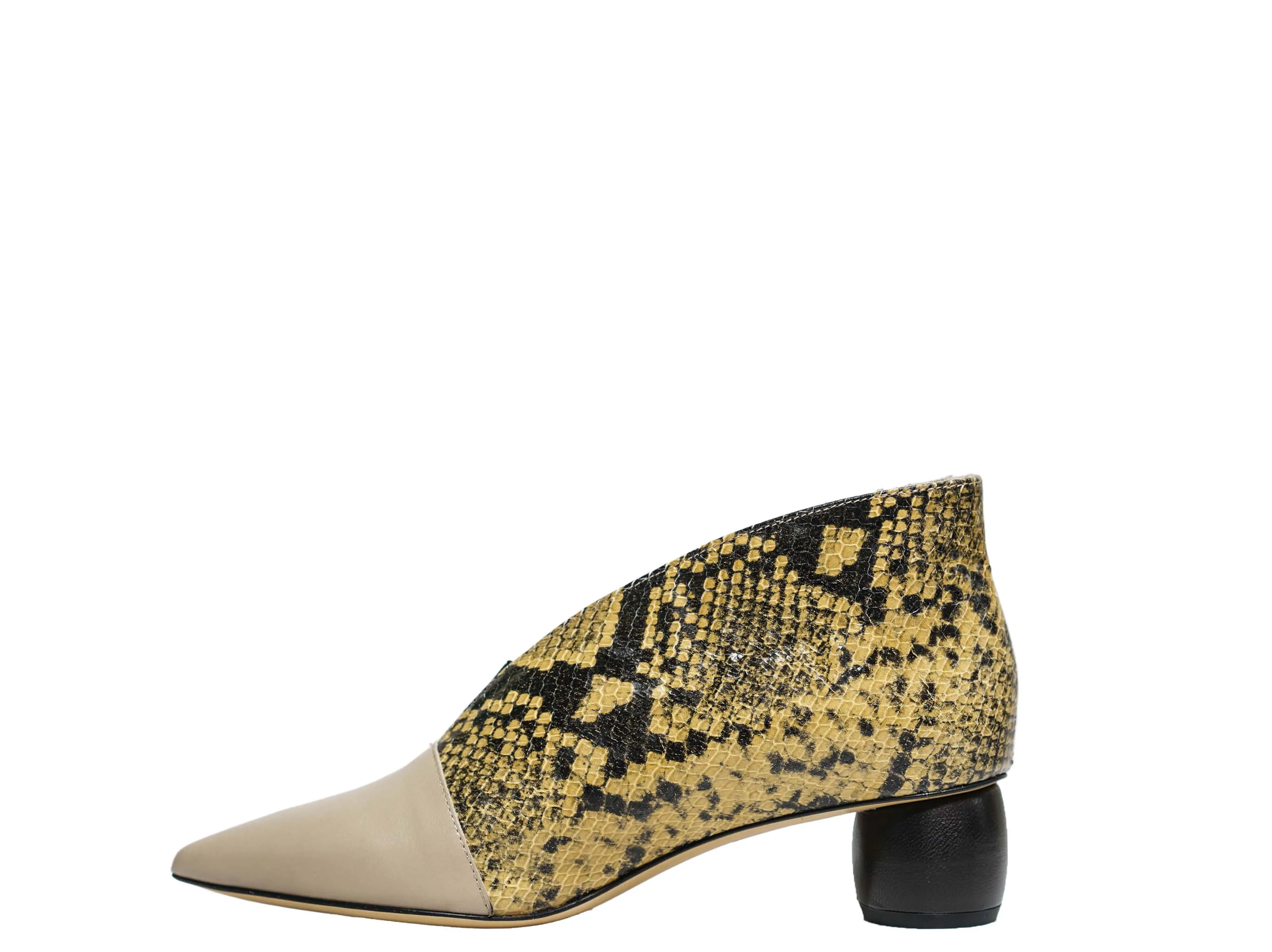 Fabio Rusconi Women’s Leather Snake Print and Beige Leather Ankle Boot Yvonne