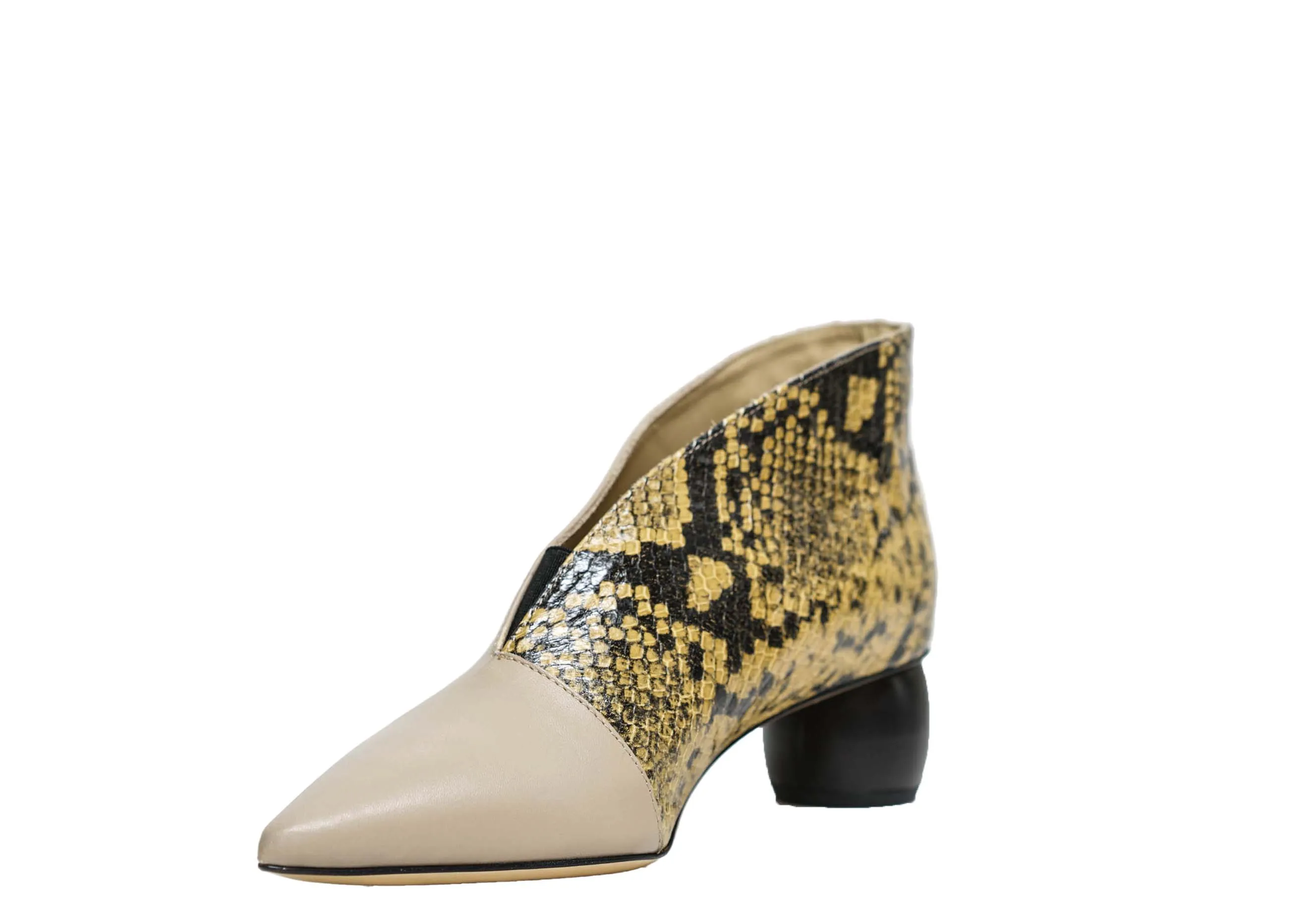 Fabio Rusconi Women’s Leather Snake Print and Beige Leather Ankle Boot Yvonne