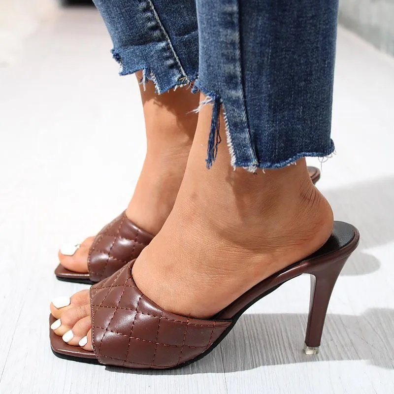 Fashion Lattice Peep Toe Fine High Heels