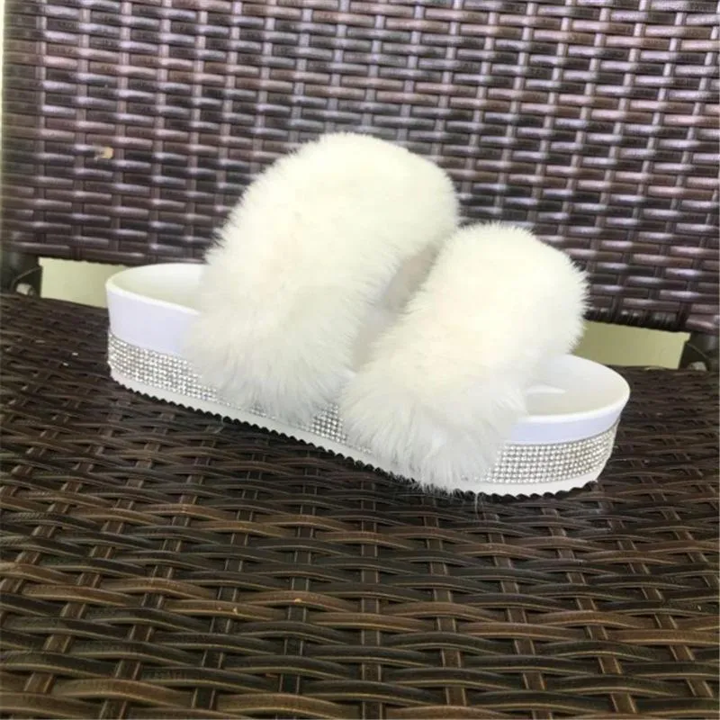 Fashion Rhinestone Platform  Fluffy Sandals
