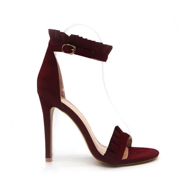 Fashion Women's Ankle Strap High Thin Heels - Purple,Pink,Sliver,Winered
