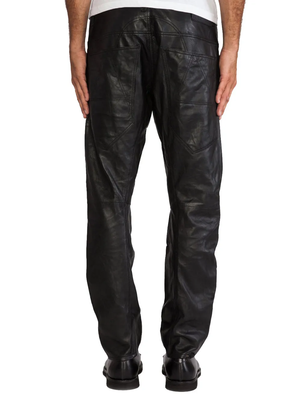 Five-Pocket Rivet Genuine Leather Pants for Men
