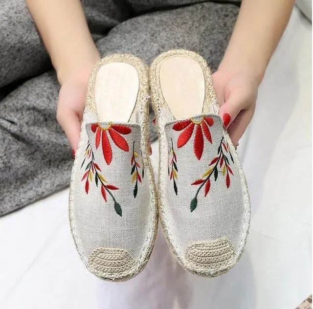 Flat Canvas Shoes Slip-on Leisure Breathable Linen Women  Shoes