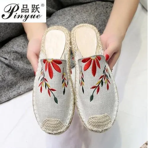 Flat Canvas Shoes Slip-on Leisure Breathable Linen Women  Shoes