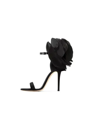 Flower Embellished High Stiletto Heel Sandals