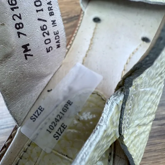 FRYE Rachel Women Beige  patent leather Double strap wooden wedge heel  …