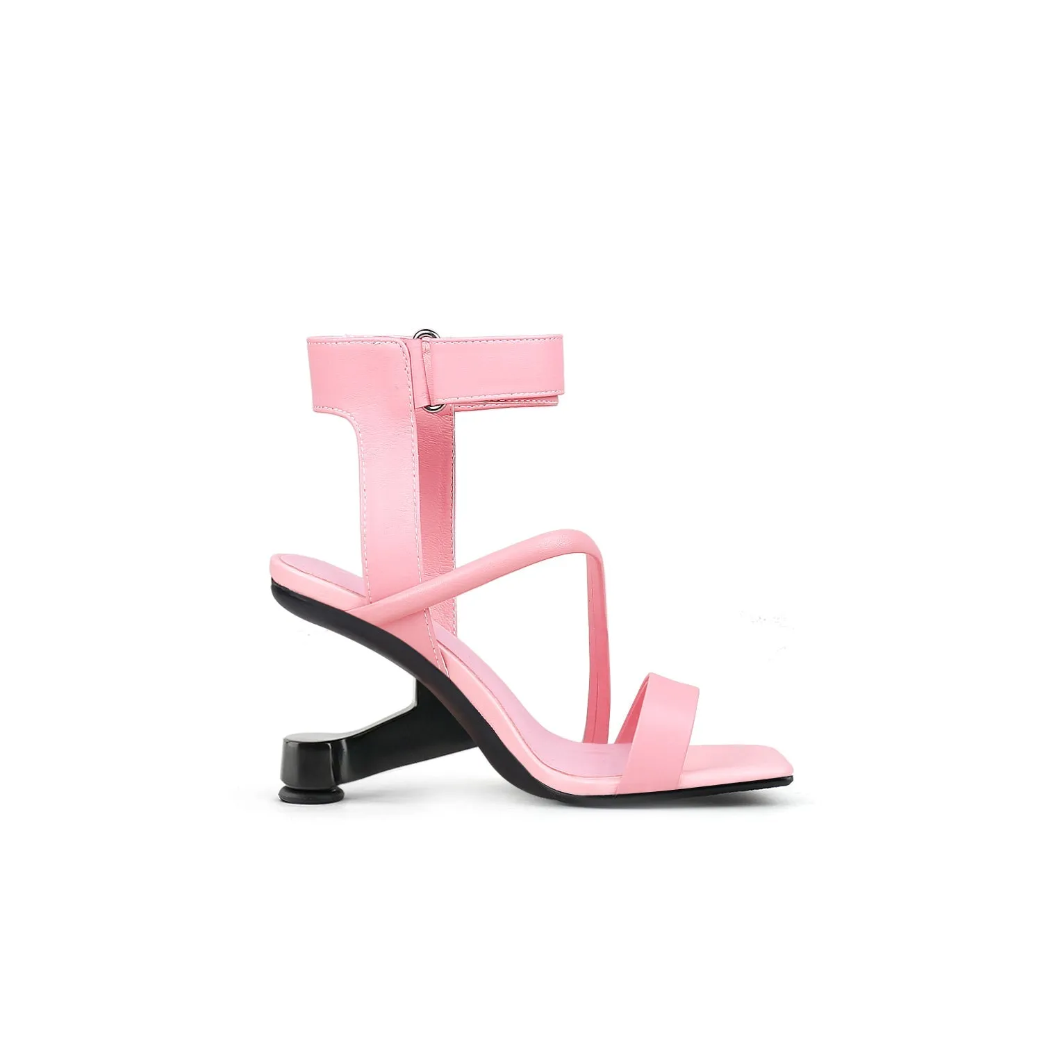 Gessi Ankle Strap Leather Heeled Sandal - Pink
