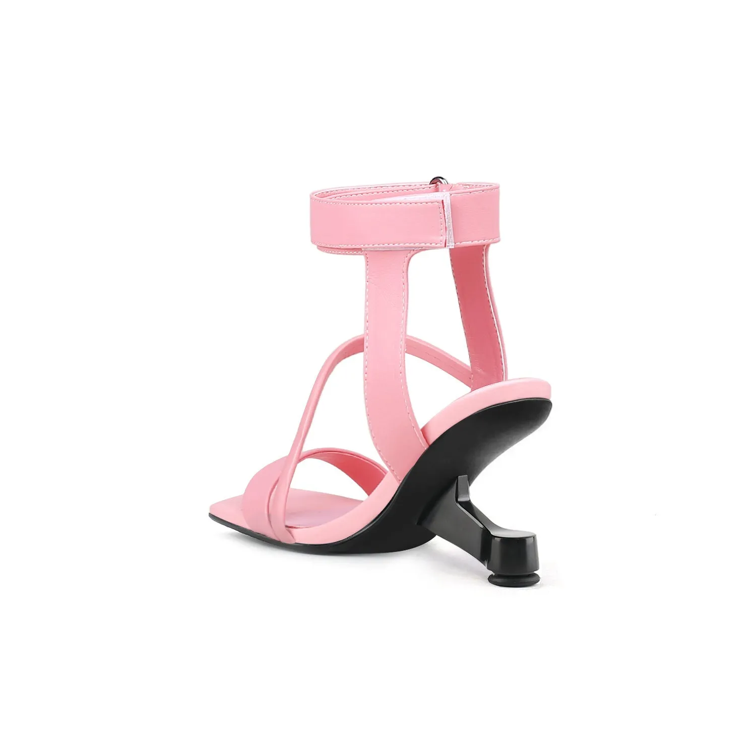 Gessi Ankle Strap Leather Heeled Sandal - Pink