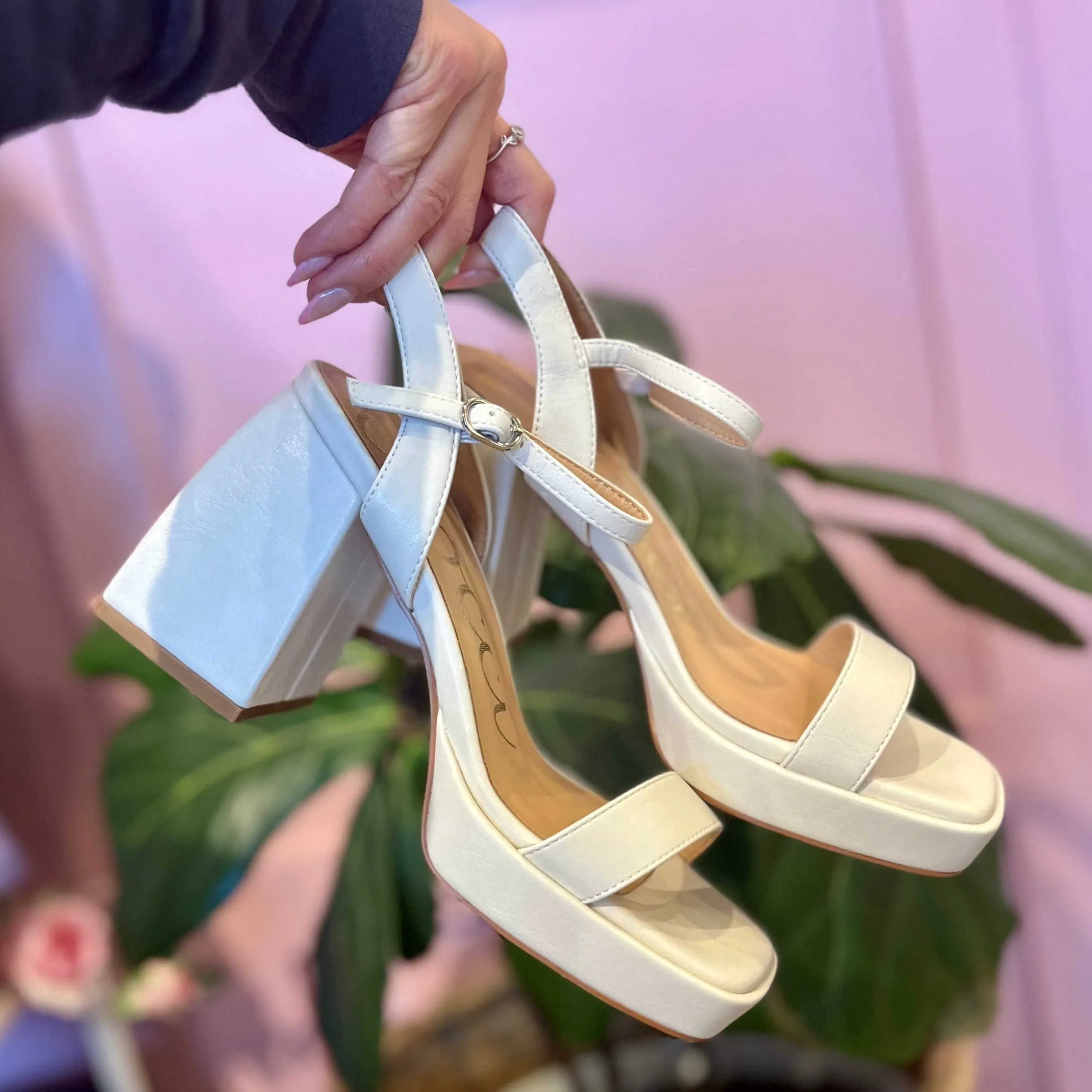Ginnie Flared Heel Square Toe Platform Heels