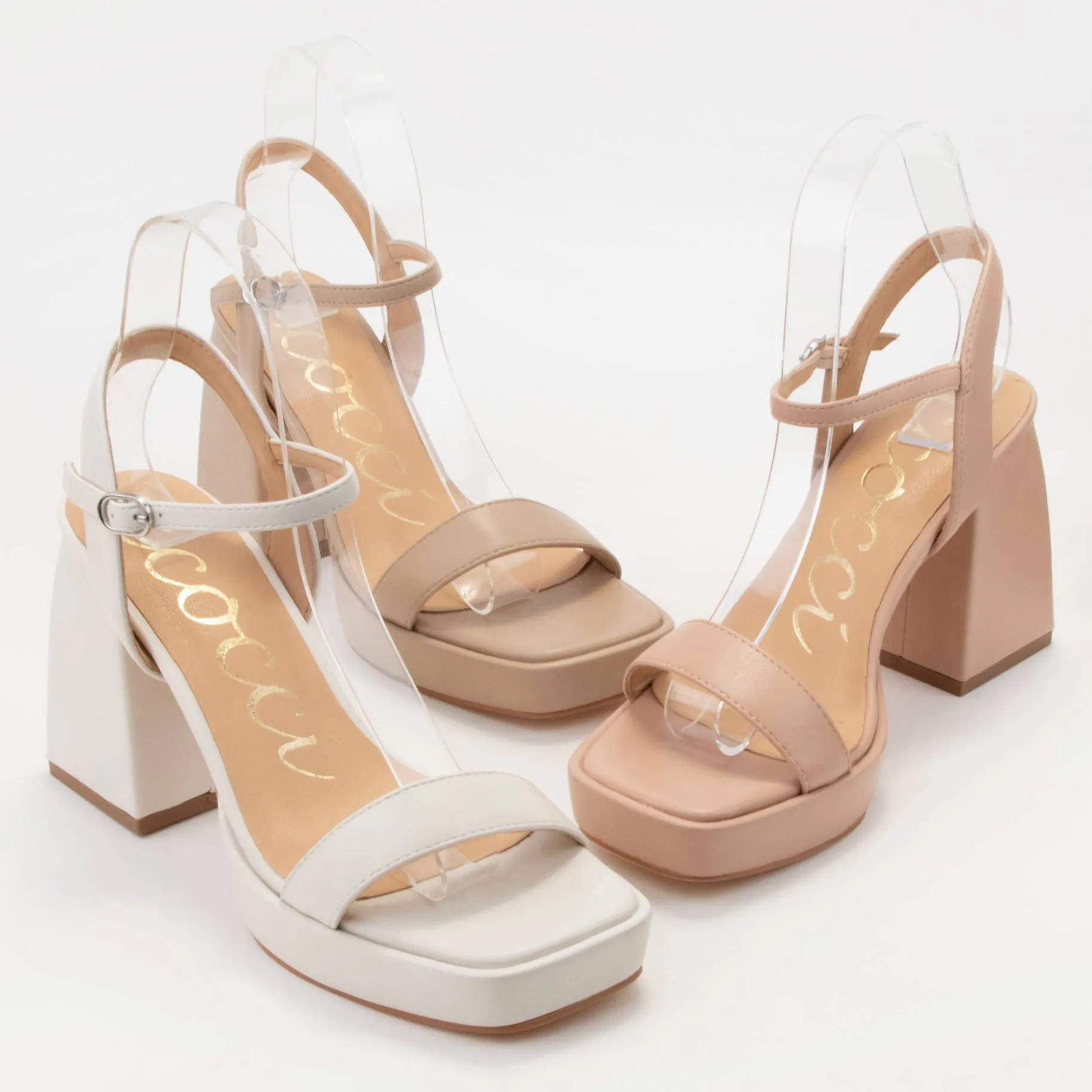 Ginnie Flared Heel Square Toe Platform Heels