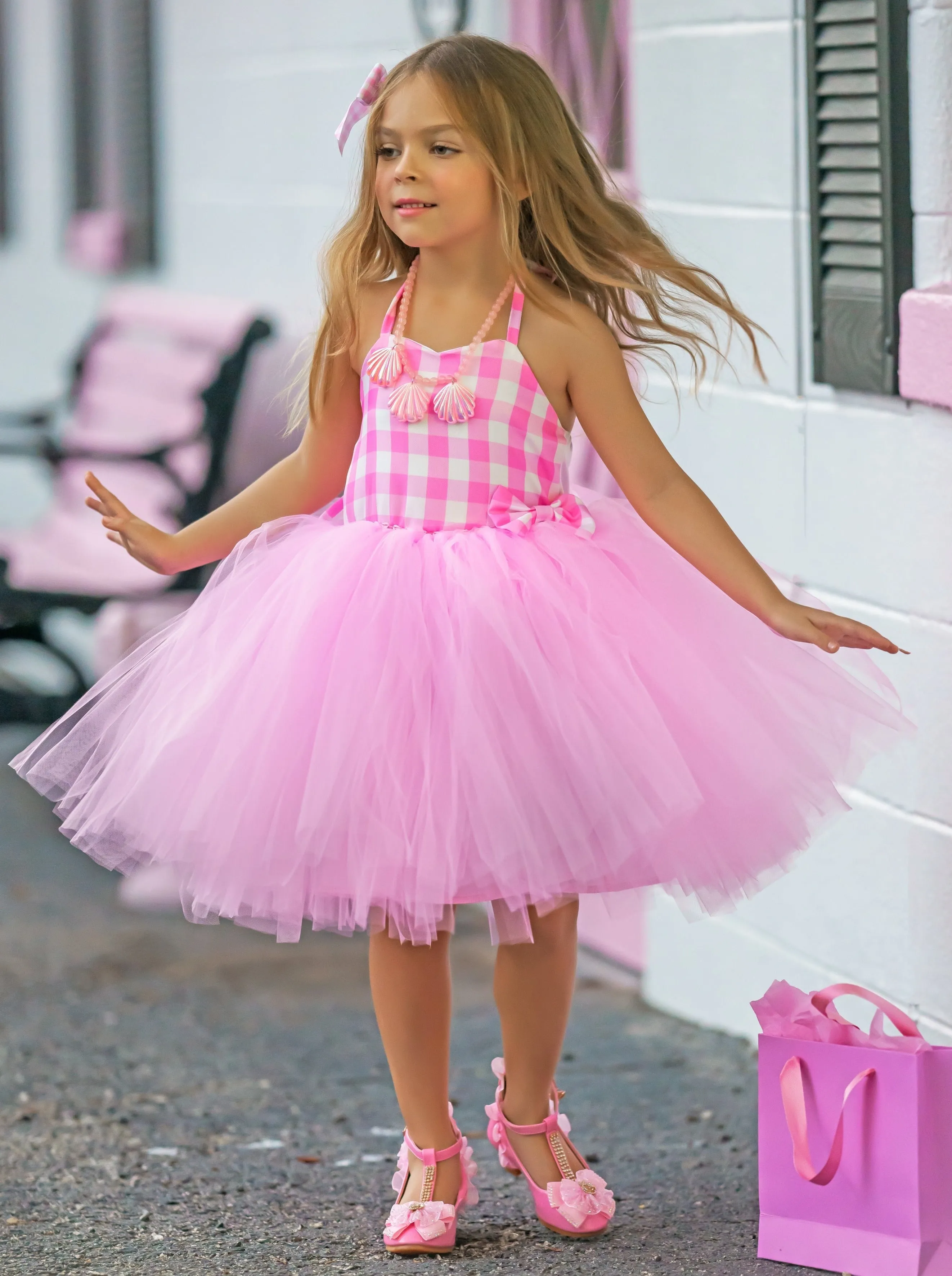 Girls All Dolled Up Gingham Barbiecore Tutu Set Costume