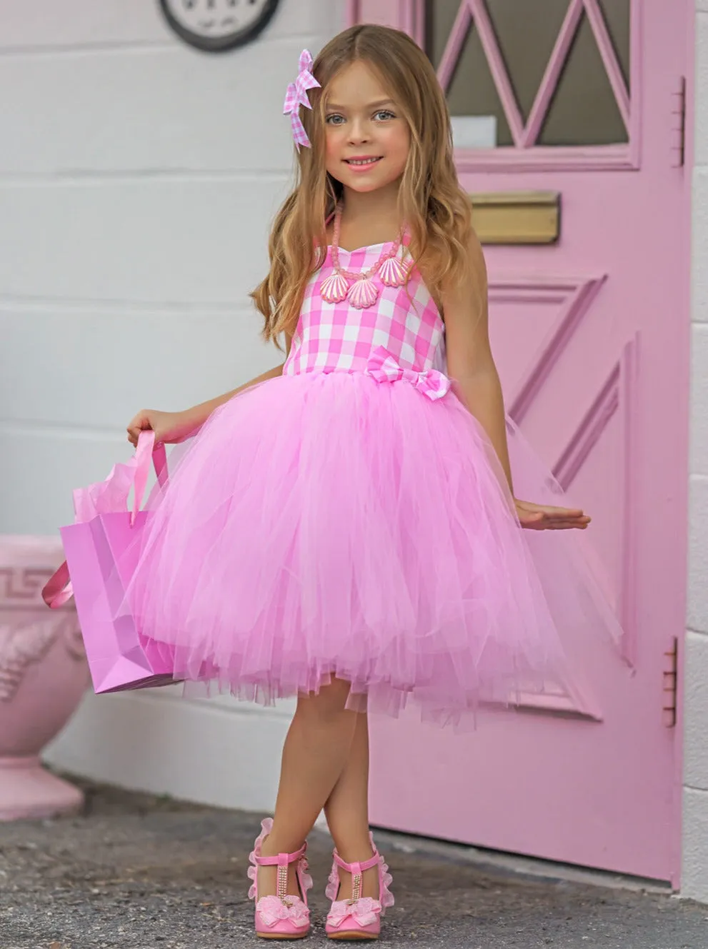 Girls All Dolled Up Gingham Barbiecore Tutu Set Costume
